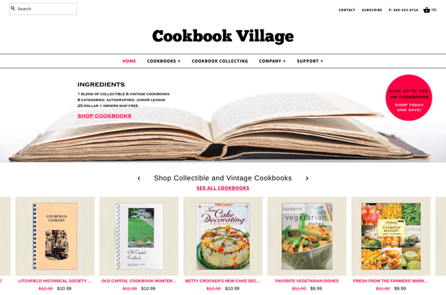 best shopify stores - Cookbook Village