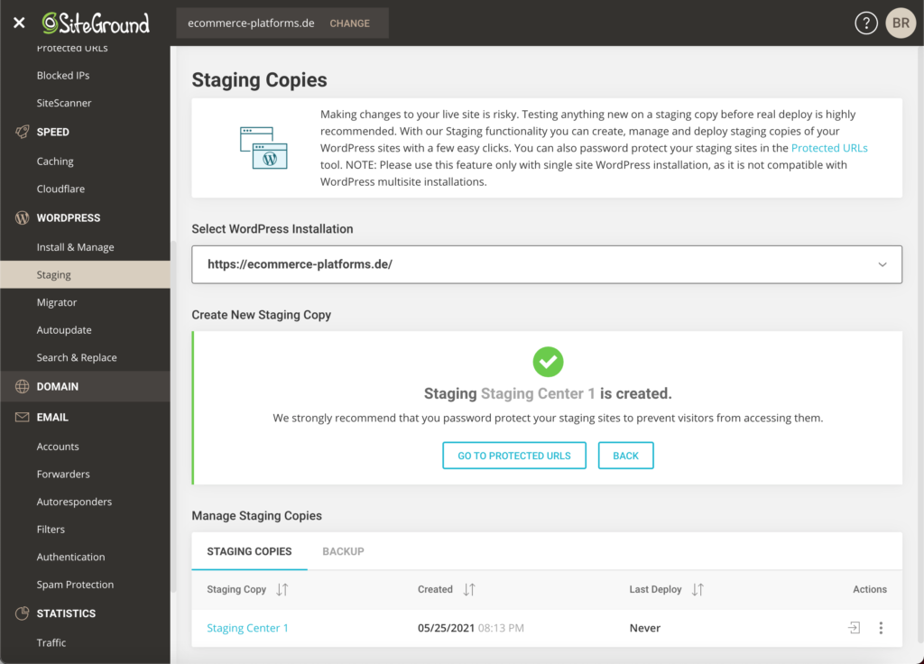 staging - SiteGround review