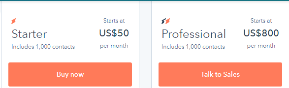 HubSpot marketing hub pricing